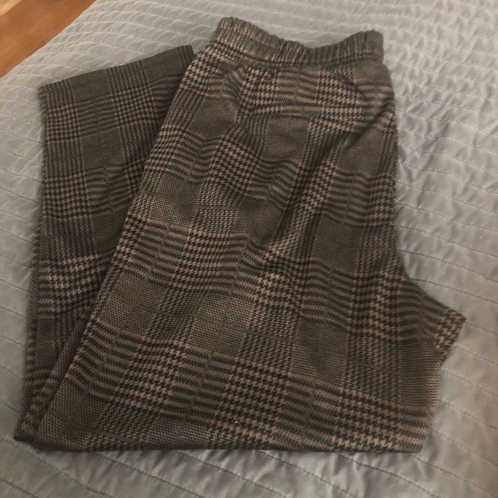 A New Day Brown Plaid Comfy Work Pants